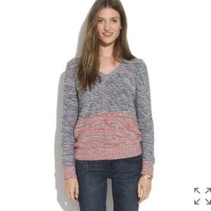 Madewell Sweater Small V-Neck Knit Colorblock Spectrum Pullover Long Sleeve